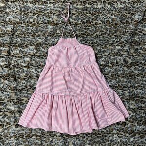 American Eagle Coral Striped Halter Dress